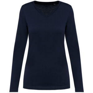 Kariban Premium 190 g/m² T-shirt Supima col V manches longues femme – Image 1