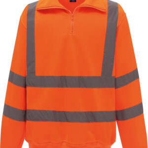 Yoko 280 g/m² - Sweat-shirt 1/4 zip haute visibilité – Image 1